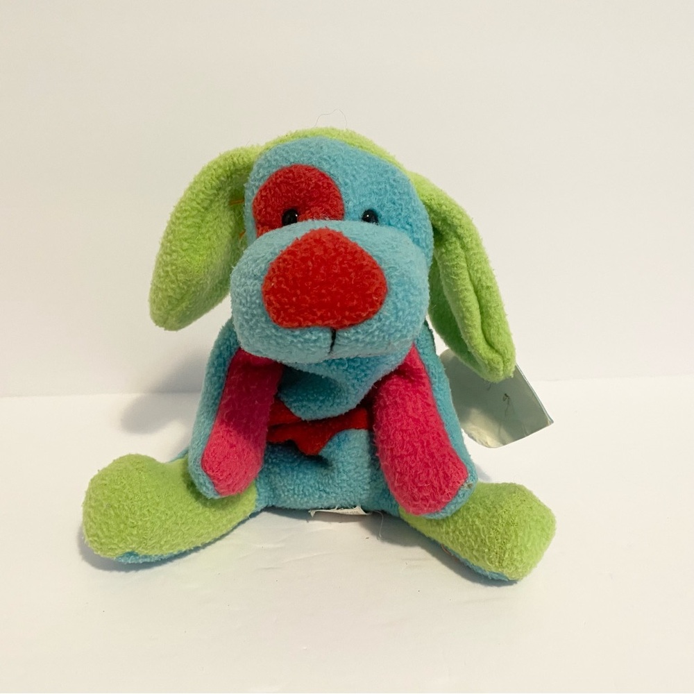Floppy Friends Fleece Puppy Dog Plush Vintage 1990s Green Blue Pink Beanie Toy